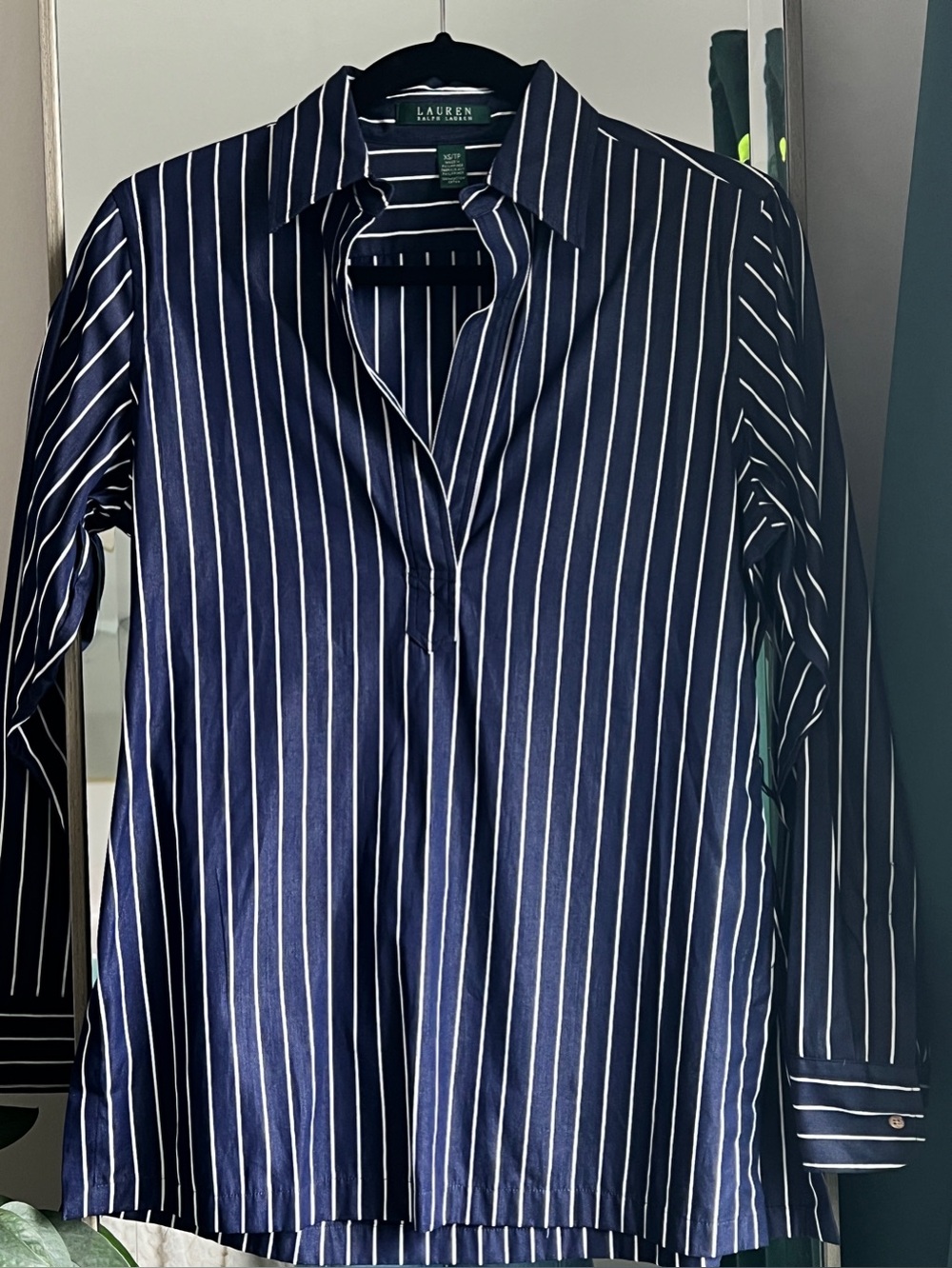 Lauren Ralph Lauren Women’s Navy/White Pinstripe Cotton Tunic